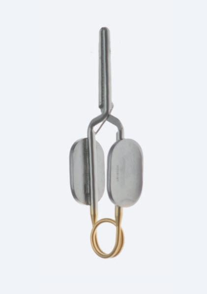 Зажими, хірургічні, лігатурні, "Müller", з хрестоподібною насічкою кінців, тиск 80 г, загальна довжина 40 мм. Бренд - Asanus Medizintechnik Gmb, Німеччина